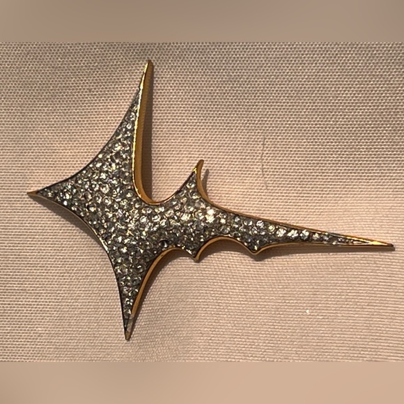 Vintage Jomaz Pavé Rhinestone lightning bolt Supernova Starburst Brooch Pin - Picture 5 of 10